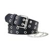 Women's Punk Chain Leather Belt with Rivet & Eyelet Details