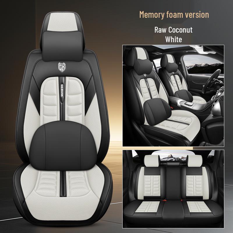Universal All-Season Breathable Leather Car Seat Cover, Wear-Resistant, Full Surround, Fits Most Models