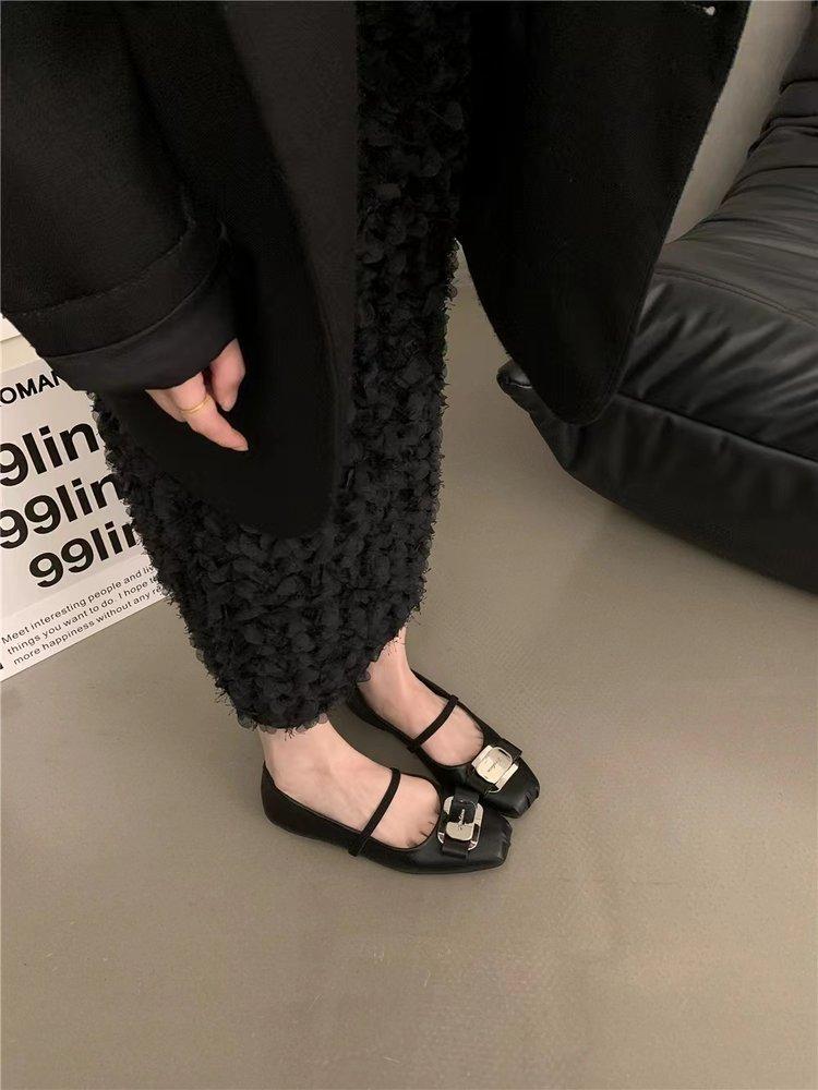 

Туфли на плоской подошве, черные, темпераментные, женские туфли, весна-лето, ретро, серебристые туфли Мэри Джейн 40 чёрный