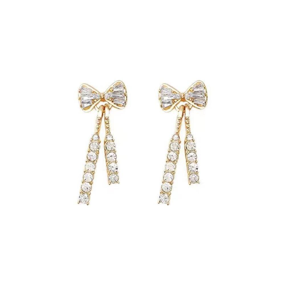 Exquisite Dainty Pendant Earrings Ornament Zircon earring Evening Bow Earrings Fashion Accessories
