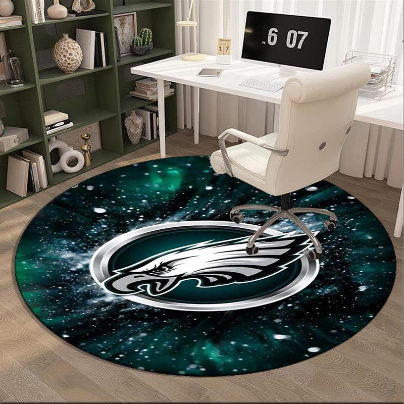 Philadelphia Eagles Runder Teppich für Wohnzimmer, Schlafzimmer, Spielzimmer, Stuhlunterlage, Läufer, Kreis Teppich, Große Größe Fan Weihnachtsgeschenk