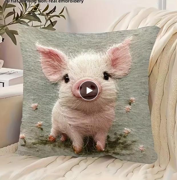 Adorable Pig 2D Flat-Printed Pillowcase Non-Real Embroidery Pillow For Cozy Decor Sofa Cushion Cover Home Decoration 2D Printing