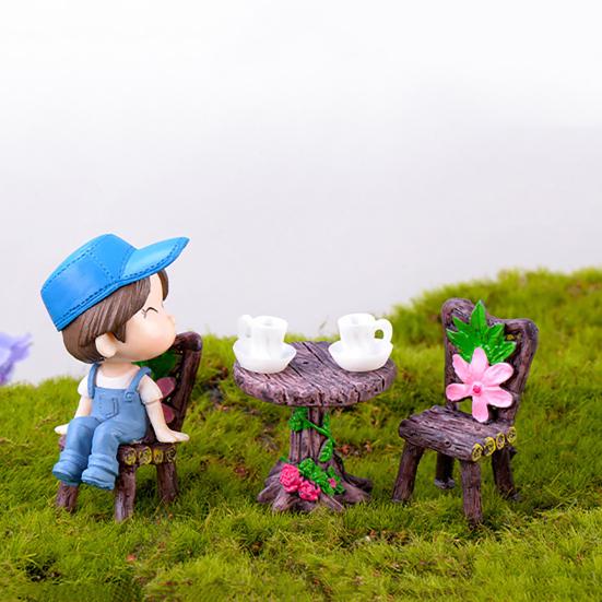 3 ks Miniatúrny nábytok Viacúčelový Ručne vyrobený Živicový Nábytok na Rastliny Displej pre Záhradu