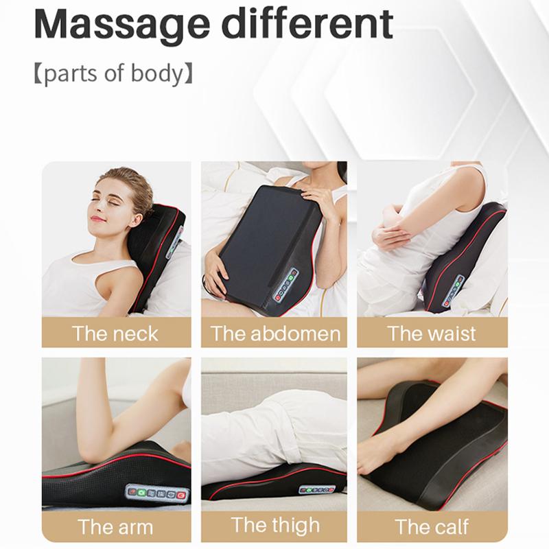Electric Car Home Neck Massager Cervical Massage Kneading Shiatsu Massage Pillow with Vibration Heating for Neck Back Waist Body Relieve Pain
