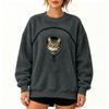 Damen Pullover Sweatshirt in Farbe, lockere Passform, überschnittene Schultern, mit Haustier-Tasche