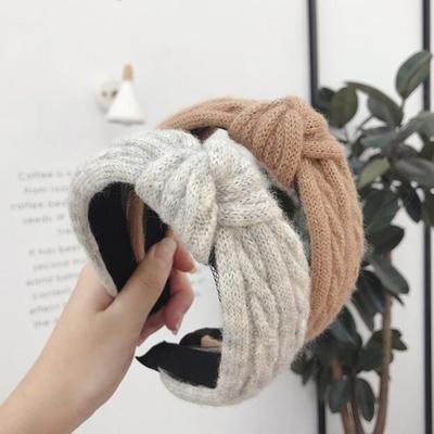 New Winter Knitted Headband Women Warm Handmade Hairband Girls Fashion Solid Turban Center Knot Casual Hair Accessories