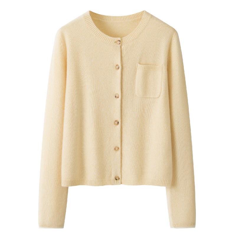 

2025 Pure Cashmere Women s 7-Gauge Thickened Round Neck Short Cardigan - Sweet & Versatile Sweater Fashion Small
