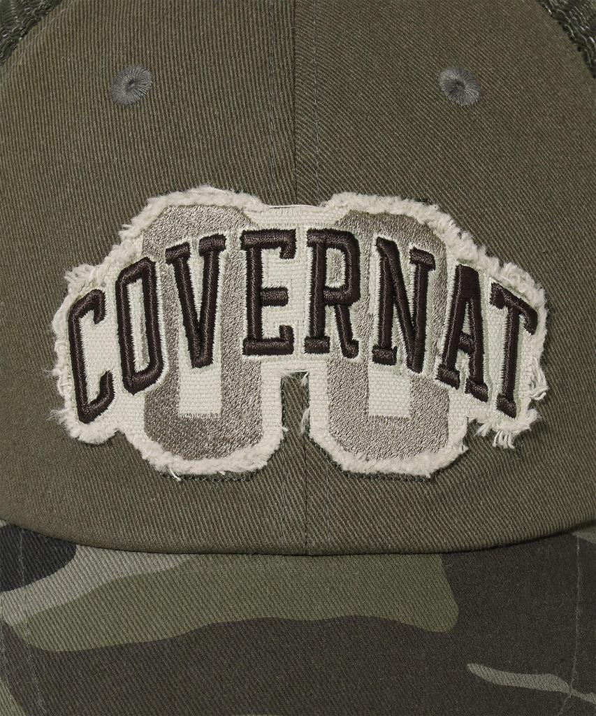 COVERNAT [Cozy Fit] Arch Logo Vintage Applique Trucker Cap Khaki