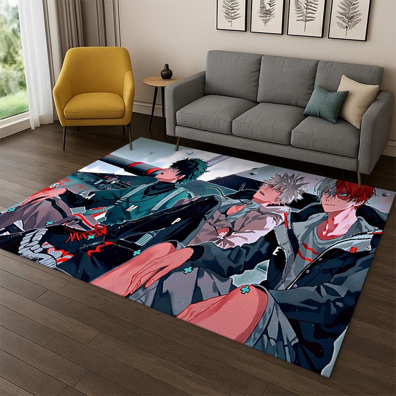 My Hero Academia Deku Bakugou Cartoon Anime Carpet Rug for Bedroom Living Room Sofa Doormat Home Decor,Kid Area Rug Non-slip