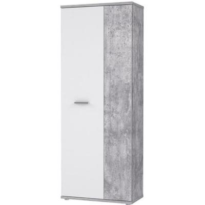 MISCA Shoe Cabinet - Contemporary Style Concrete Effect and Matt White - L 69 Cm