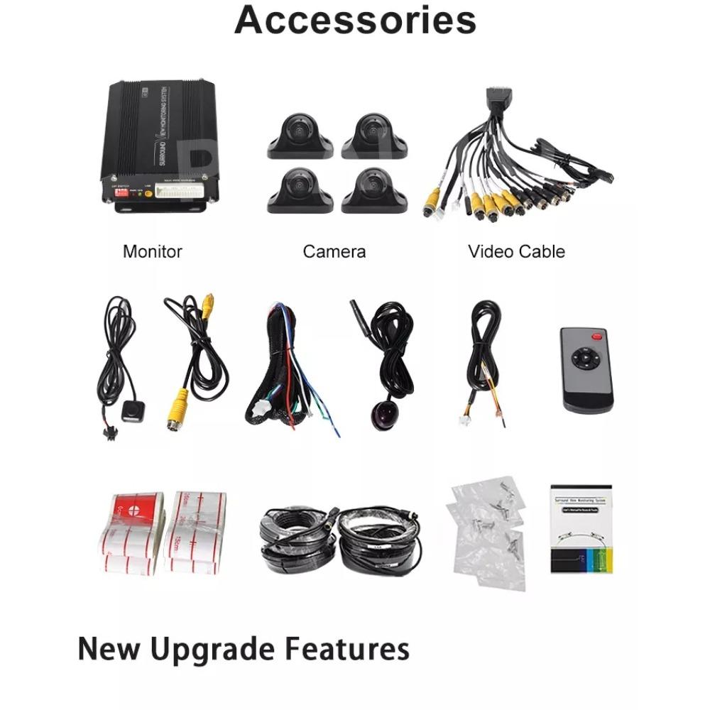 Truck Bus 360 Degree Camera Auto Bird Eye 3D Panoramic View Front Back Side SVM Surround Monitoring Parking Reverse 4k Dash Cam