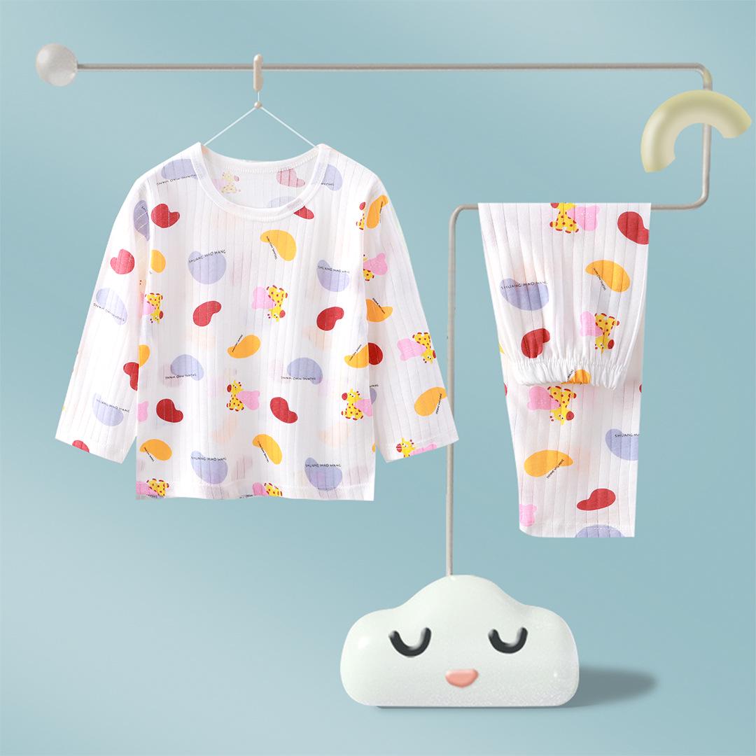 

Детский хлопковый комплект для сна: Легкая летняя пижама с длинным рукавом для младенцев 90 cm