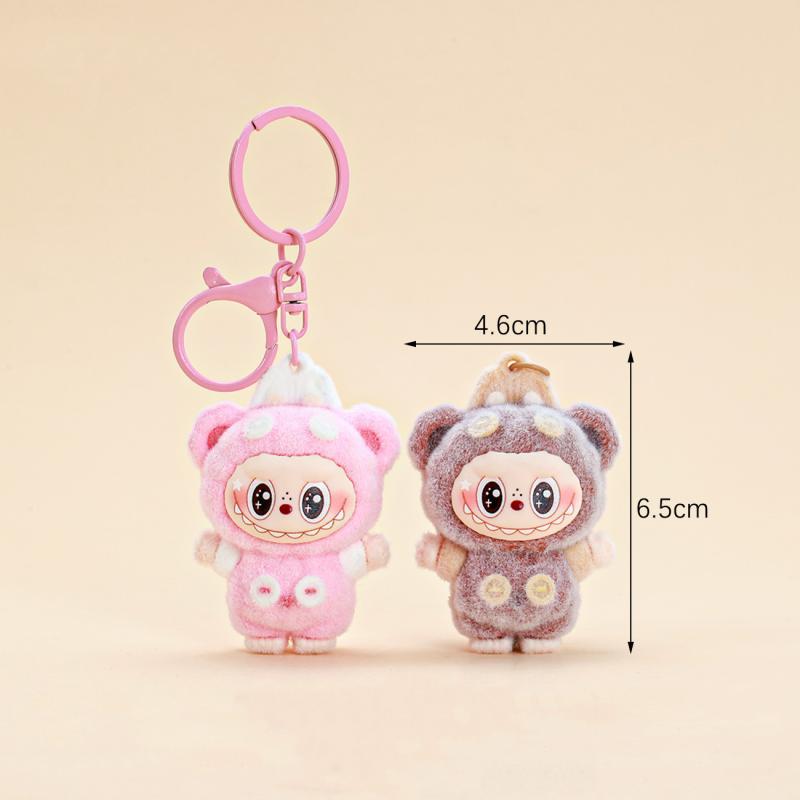 Cartoon Niedlicher Labubu Schlüsselanhänger Beflockung Kawaii Puppe Autoschlüssel Tasche Anhänger Schlüsselring Souvenir Schmuck Geschenke Für Frauen Männer