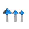 Pack of 8 Professional Carbides Router Bit Set for Precise 90 Degree V Grooves Chamfering in Woodworking on Plywood