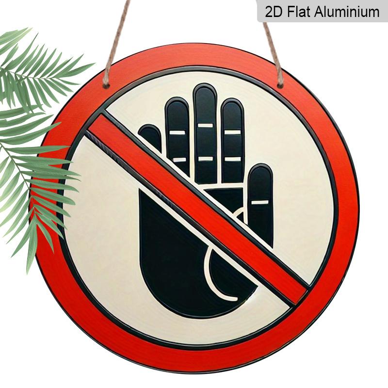 2D Flat 1pc, 8x8 In, Retro Style "No Touching" Aluminum Metal Wall Art Sign - Waterproof & Dustproof, Ideal for Home, Bar, Cafe, Outdoor Decor, Round