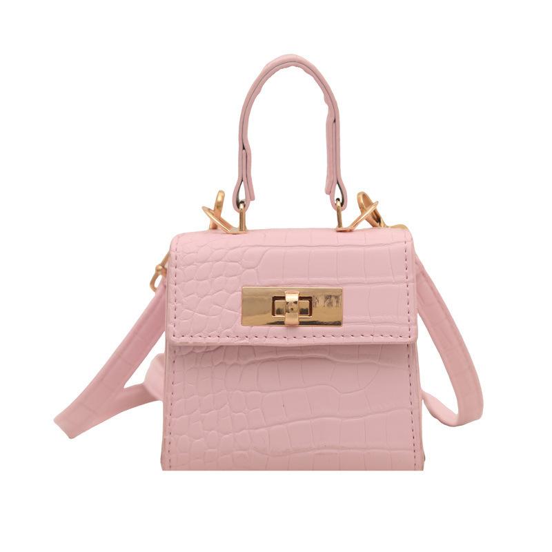 2025 New Women's Bag European and American Trend Women's Bag PU Bag Shoulder Messenger Bag Solid Color Crocodile Pattern Small Square Bag