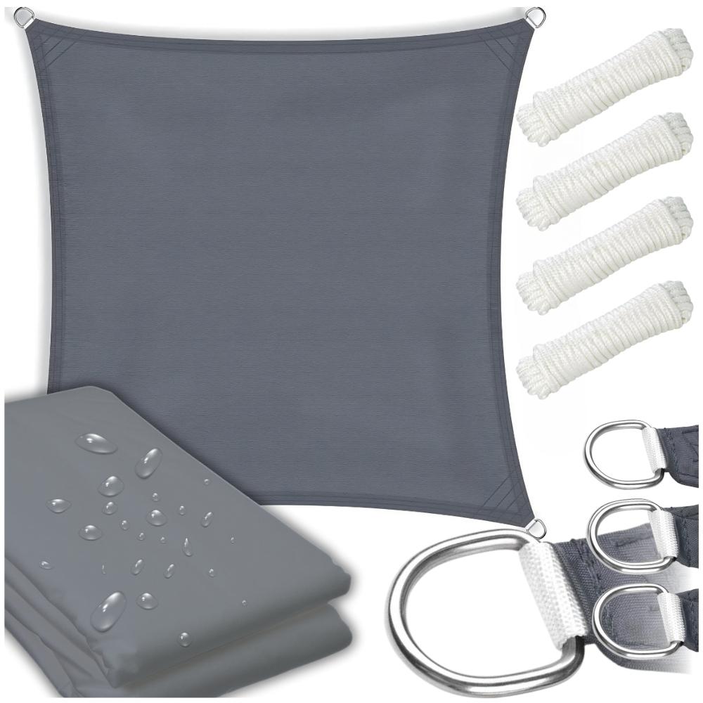 Sail canopy, sun tarpaulin, UV protection, awning, gray, waterproof, 4x4 m