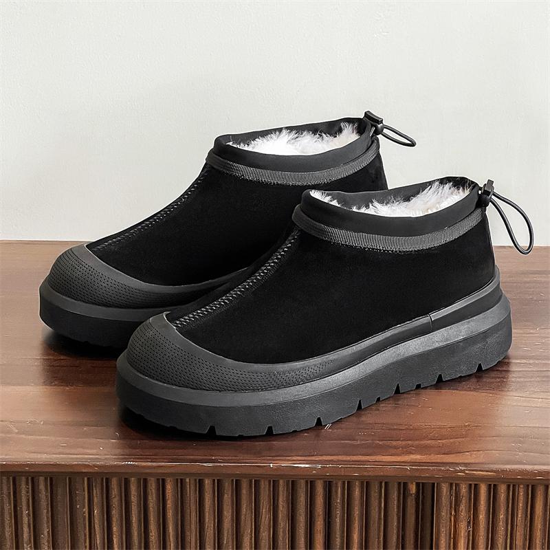 Suede Leather Men's  Ankle Boots Stylish Snow Sneakers Outdoor Casual High Top Shoes Fashion Male Winter Warm Boots Comfy Botas