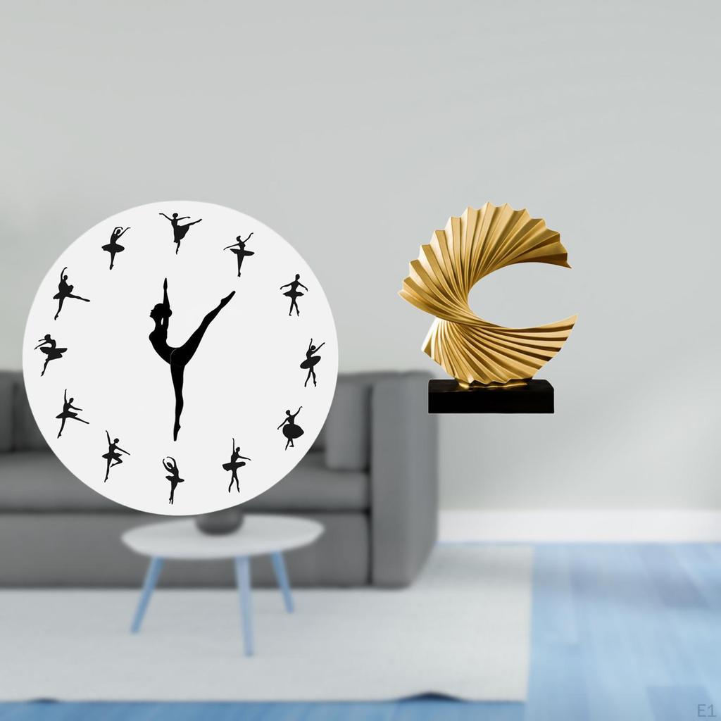 Ballerina Dance Clock Sculpture Elegant Ballet Girl Wall Art Silent Decorative Timepiece for Home