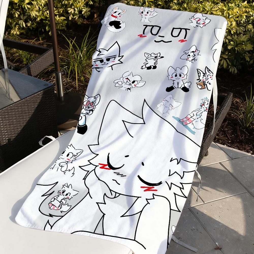 Dalangpa White Boykisser Cat Cute Towel Quick Dry Soft Yoga Swimming Fitness Mountain Climbing Large Beach Towels