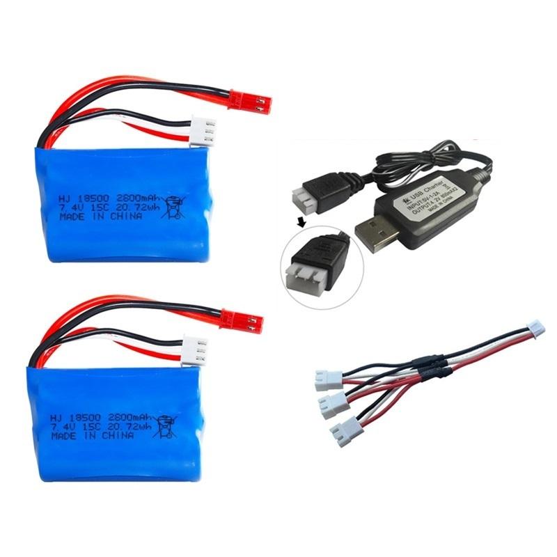 1-3PCS Battery Charging Set 18500 7.4V 2800mAh 15C Suitable For Remote Control Vehicles Off-road Vehicles High-speed Car T SM