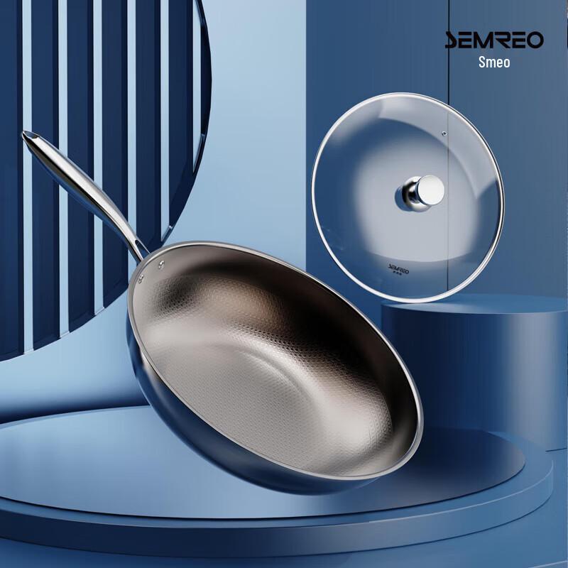 SEMREO MR-629 32cm Non-stick Stainless Steel Wok
