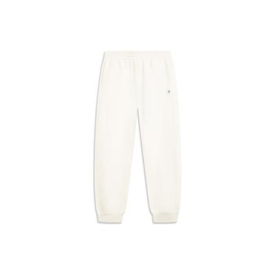 Li Ning Sports Lifestyle Serie Einfarbige Tapered Strick-Jogginghose Damen Jogginghose Off-White AKLT822-3