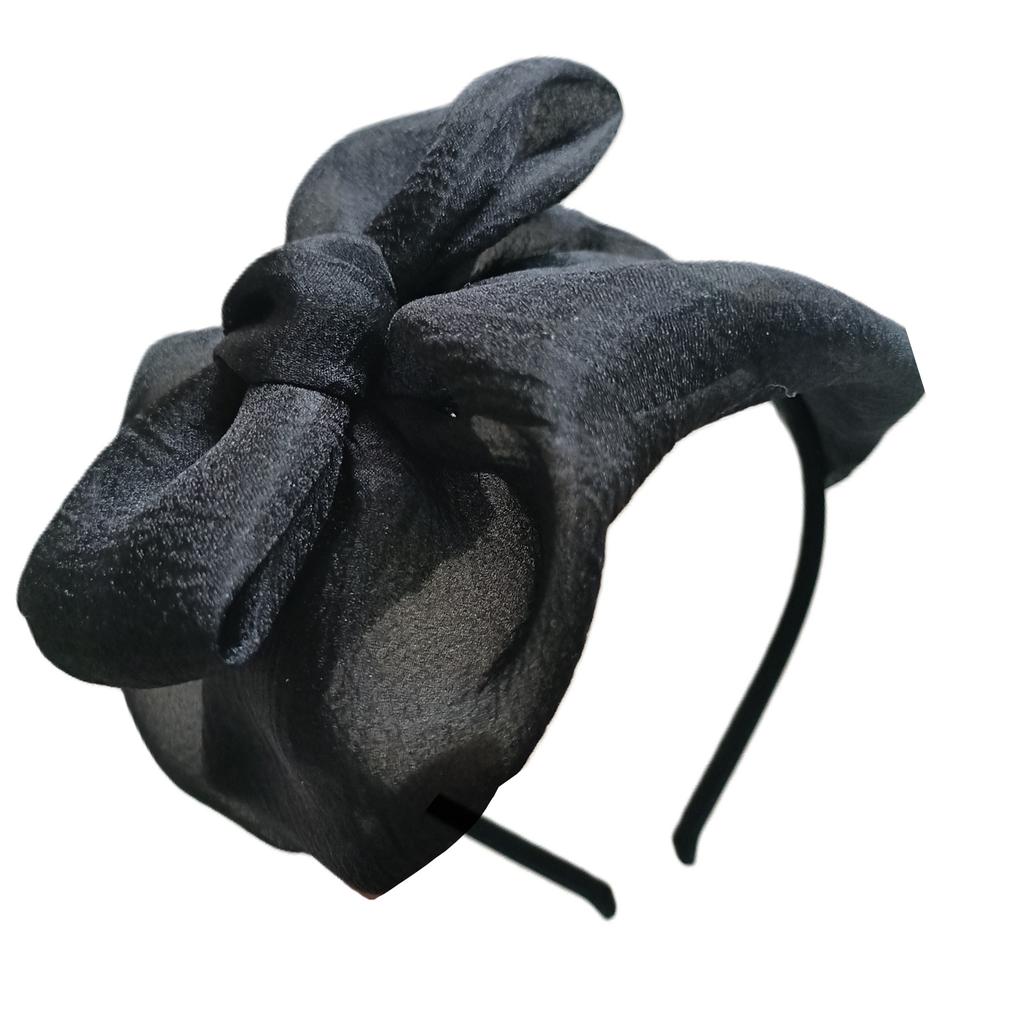 Seersucker Half Caps Bowknot Hairhoop for Women French Headband 1920s Fascinator Evening Dresses Hat for Formal Occasion