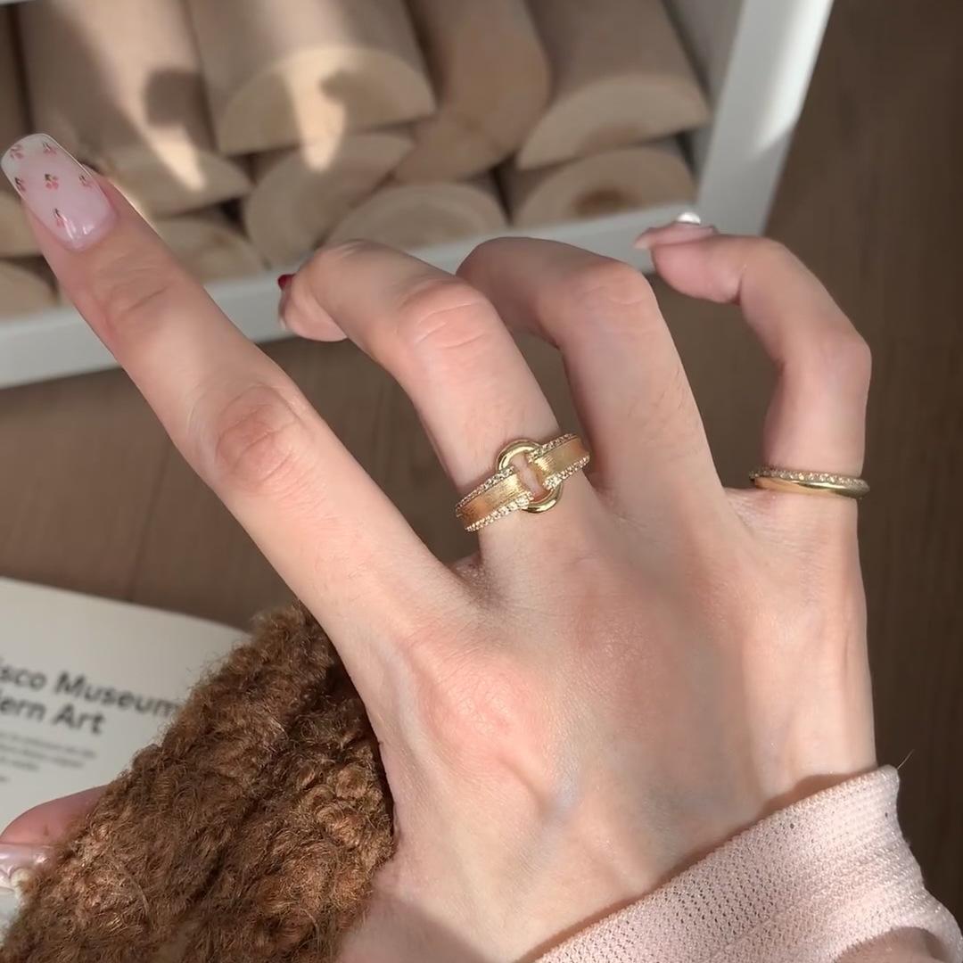 2026 Fashion Niche Retro Hand-brushed Woven Wheat Ear Ring Simple and Versatile Lock Ingot Ring Women s Ring Resizable