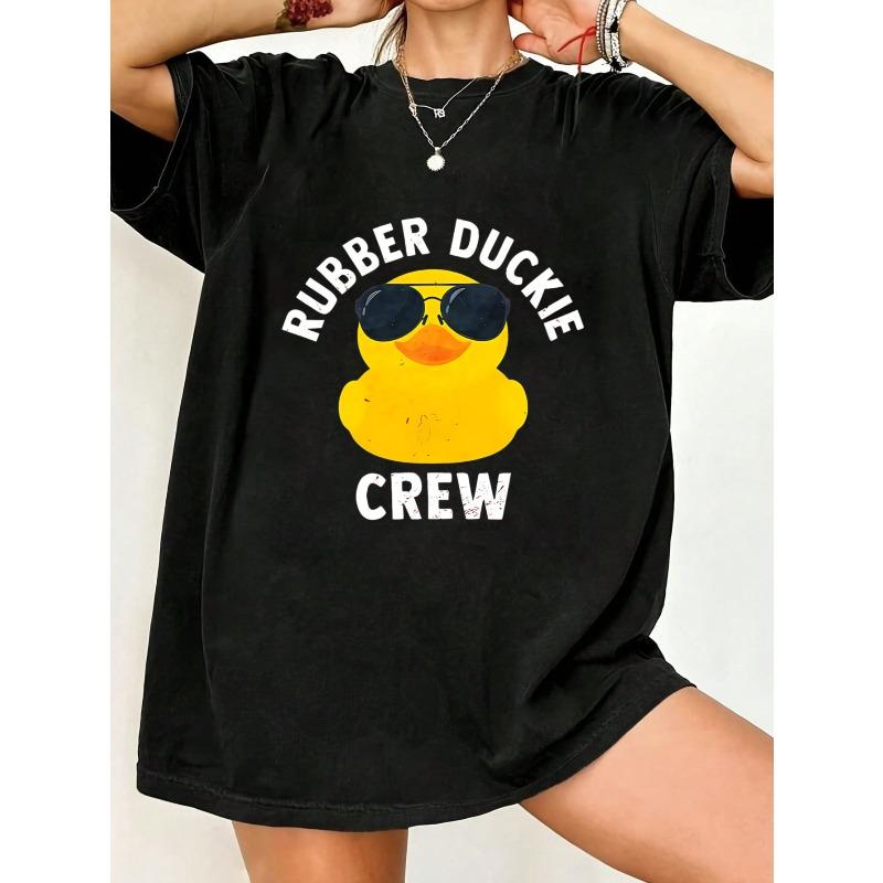

Oversized T-Shirt Black Rubber Duckie Crew Print With Sunglasses Duck Graphic Casual Summer Wear For Women And Girls XXXXL