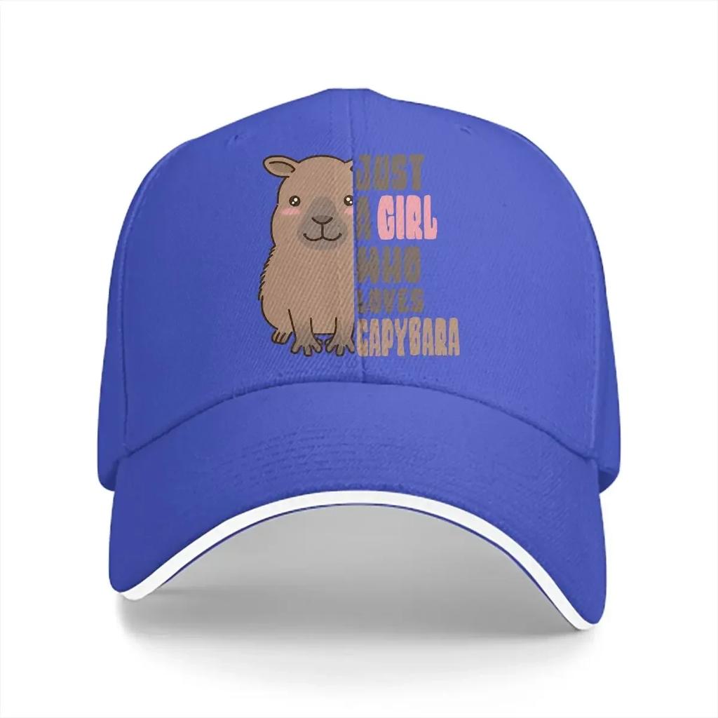 Washed Men's Baseball Cap Just A Girl Who Loves Capybara Trucker Snapback Caps Dad Hat Capybara Animal Golf Hats