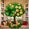 1pc 2D Acrylic Lucky Clover with Money Tree Decoration | Suitable for Bathroom, Bedroom, and Outdoor Spaces, Wall Hanging Decoration 