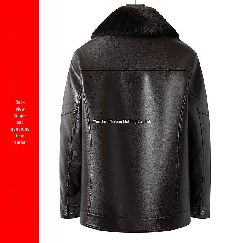 Herren Plus Size Dicke Lederjacke mit Pelzfutter - Winterbekleidung