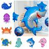Balon folie de aluminiu cu motive de rechin/crab/balenă/scoică/leu de mare, animale oceanice, petrecere de ziua de naștere