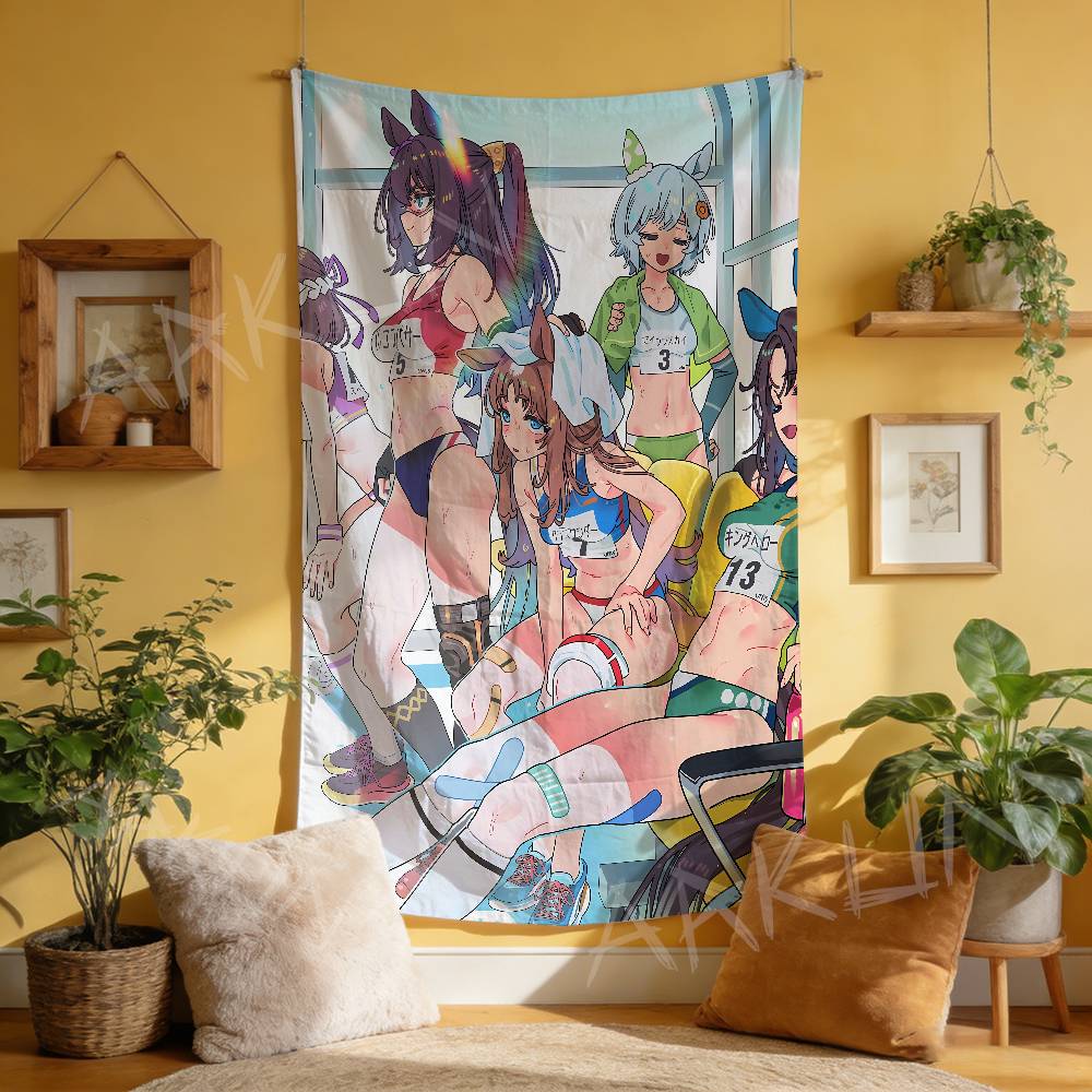 Tapestry Decorative Hot Uma Musume Anime Gaming Girl Tapestry Wall Art Hanging Dorm Background Cloth Banner Fans Gift Home Decor