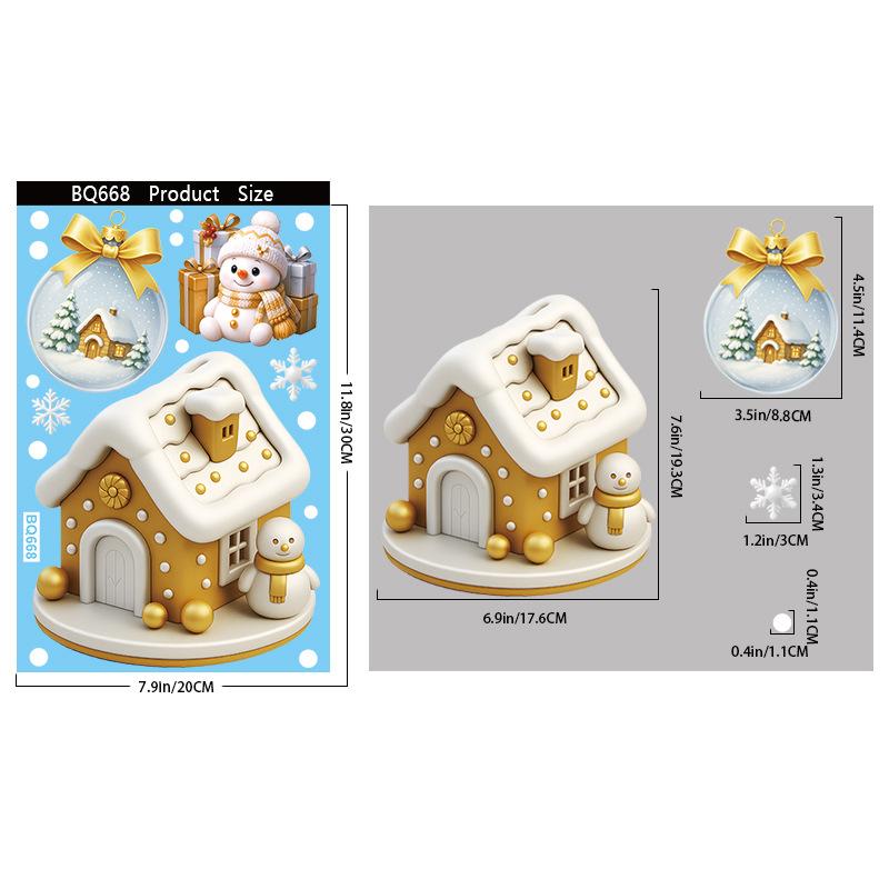 Noel Pencere Çıkartmaları Xmas Ağacı Ev Kar Tanesi Cam Çıkartması Mutlu Noeller Dekorasyon Ev Navidad Hediyeleri Noel