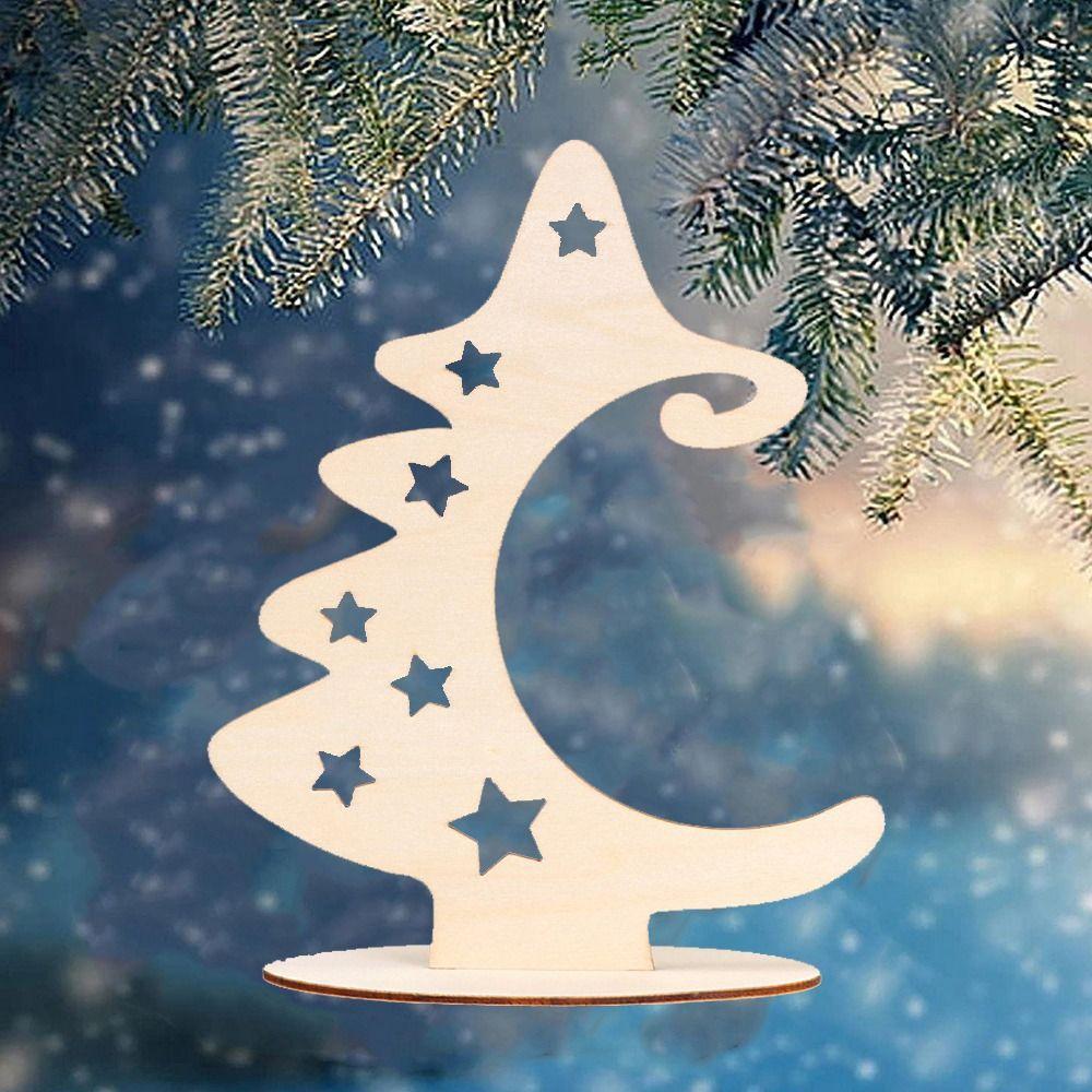 Handmade Xmas Tree Star Slices Elliptical Base Wood Slices Christmas Tree Crafts  Holiday