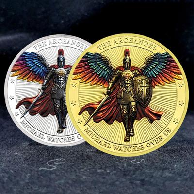 1/3/5 pezzi Arcangelo Michele moneta di sfida medaglia di metallo intagliata a doppia faccia medaglione commemorativo moneta rotonda collezione casa ufficio scrivania decorazione