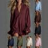 Women S Long Sleeve Bohemian Mini Dress With Ruffle Hem