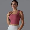 New Naked One Piece Fixed Cup Yoga Clothing For Women, Sleeveless Short Sports Underwear, Wide Shoulder Strap Yoga Tank Top