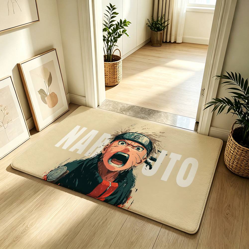 Anime N-Naruto Cool Carpet Bathroom Anti-slip Mat Door Mat Home Decoration Mat Entrance Door Mat Scratch-resistant Door Mat