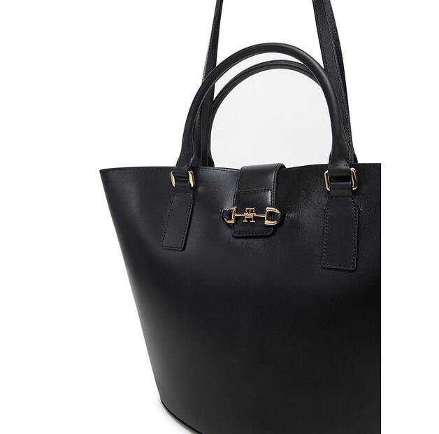 Handbag Tommy Hilfiger Heritage Leather Tote AW0AW17209 Black