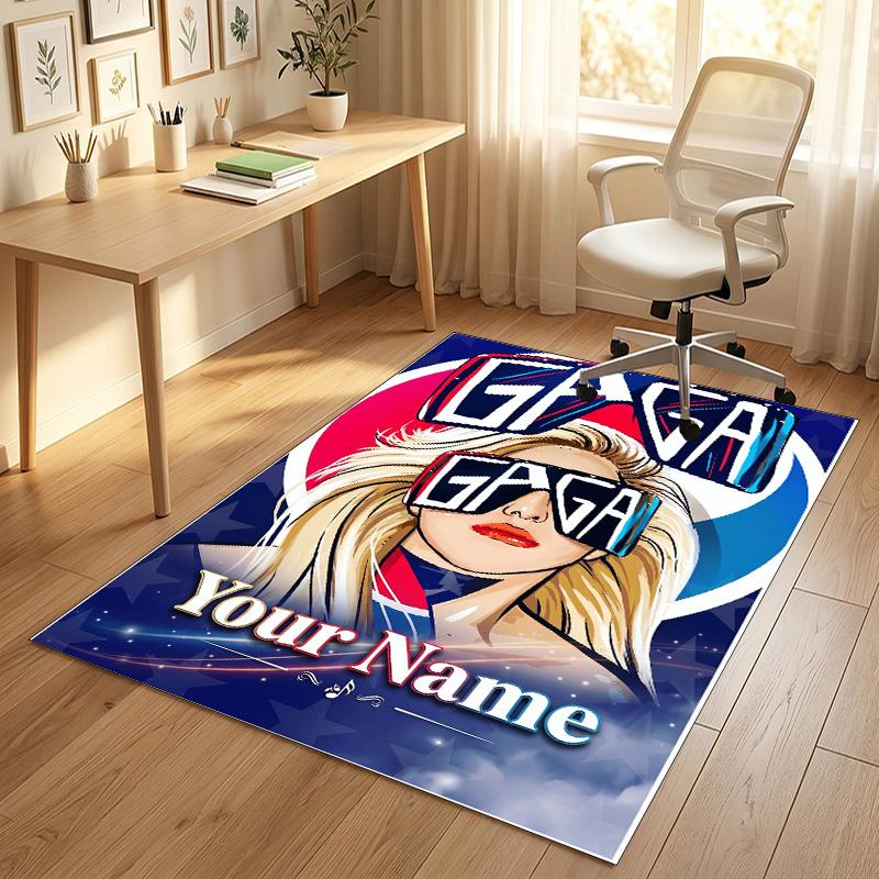 Personalized Crystal Velvet Carpet,Lady Gaga Custom Printed Name, Plush Area Rug For Home Indoor Decor