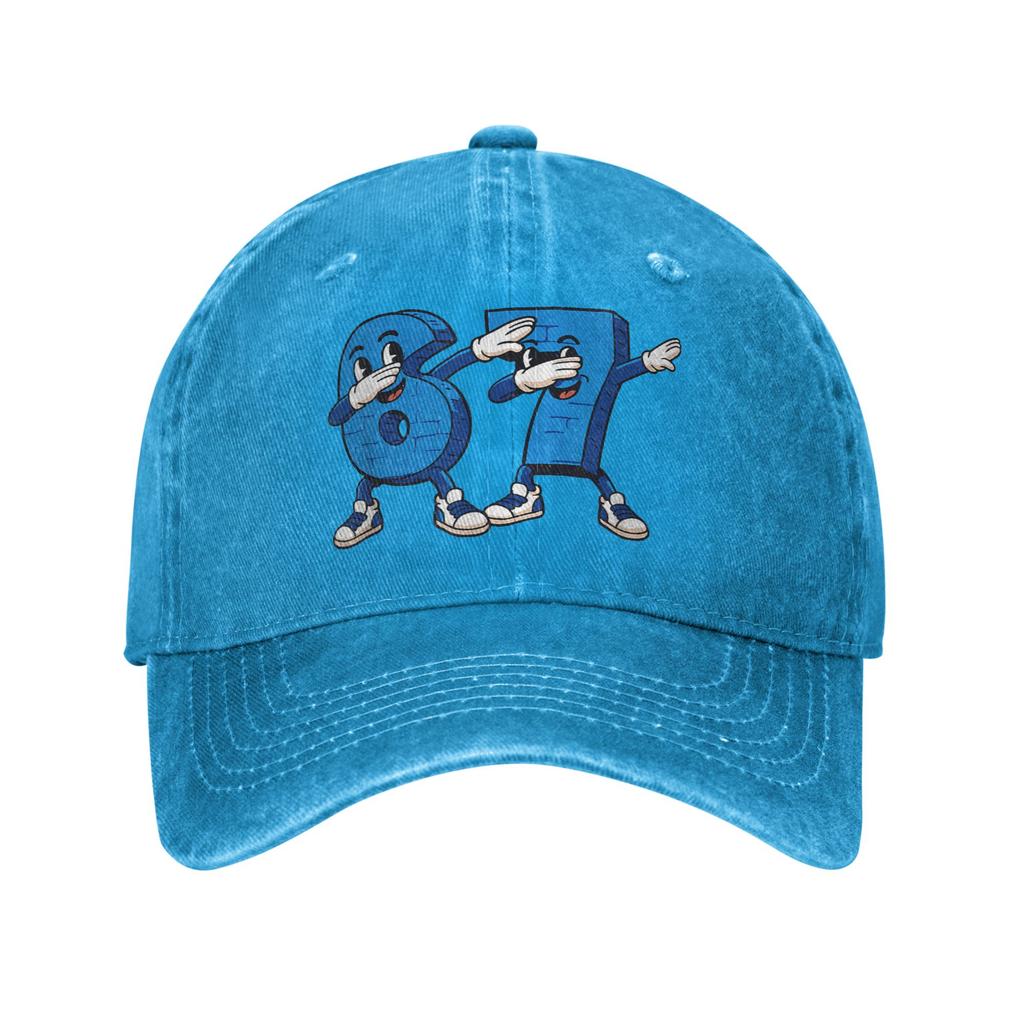 Six Seven Dabbing Cool Meme 67 Funny Dab Number Sun Baseball Cap  Street Style Unisex-Teens Washed Trucker Hat Adjustable