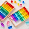 Acrylic Blocks with Wooden Tray Educational Construction Set Clear for Classroom