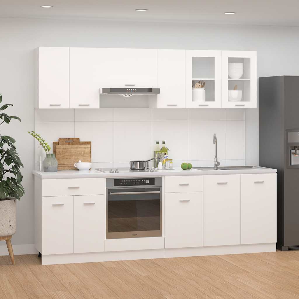 8 Piece Kitchen Set Lyon White Particleboard