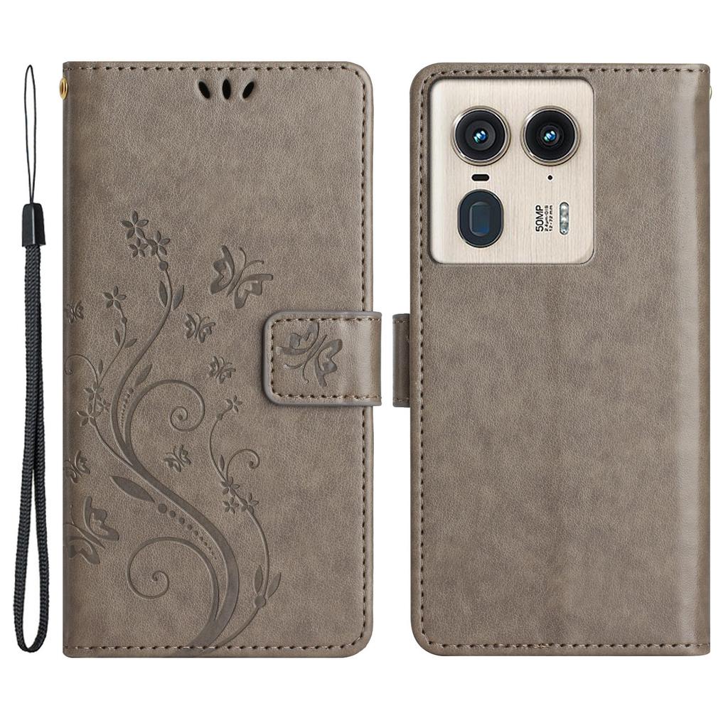 Für Motorola Edge 50 Ultra 5G/Moto X50 Ultra 5G Hülle Schmetterling Blume Lederhülle