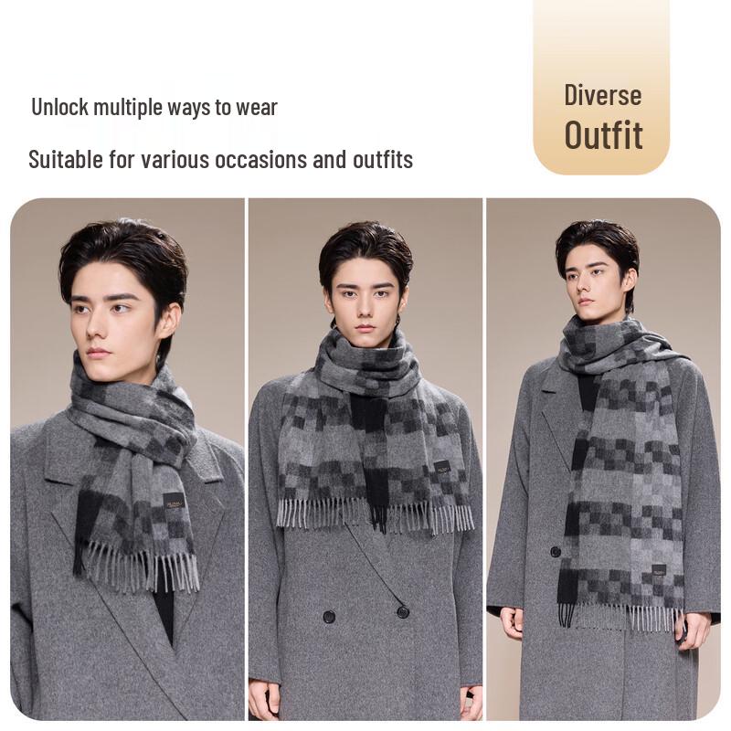 JIUMU Men's Pure Wool Scarf