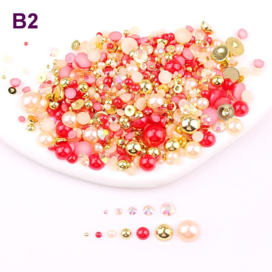 Mixed 2mm-10mm Half-Round AB Plated Resin Pearls - DIY Accessories