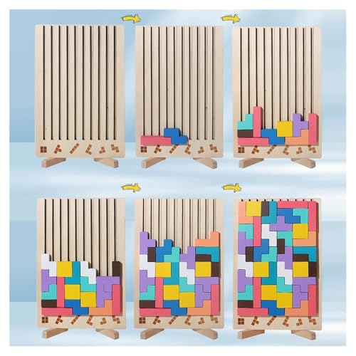 Wooden Tetris Puzzle Toy Game, 3D Wooden Montessori Puzzle Toy, Math Building Blocks, for Adults and Children, Party, Tabletop Gift (Acrylic)